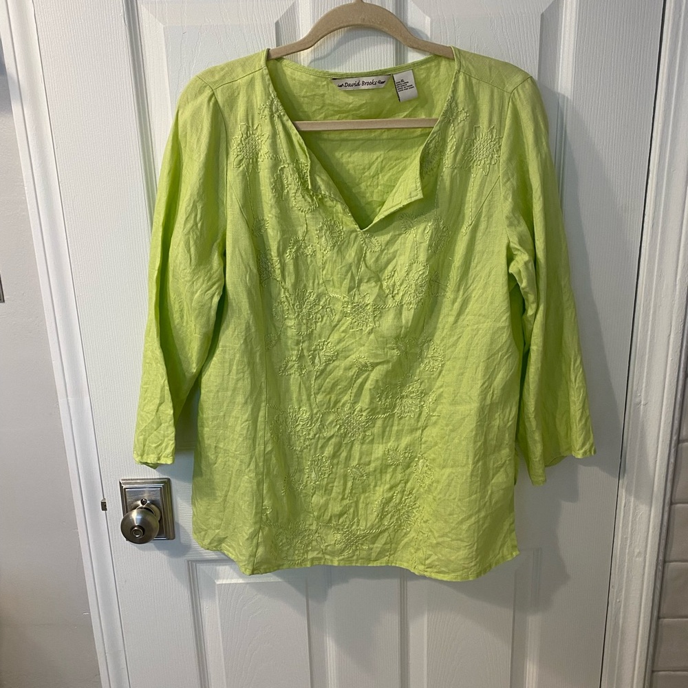 David Brooks 100% Linen Top